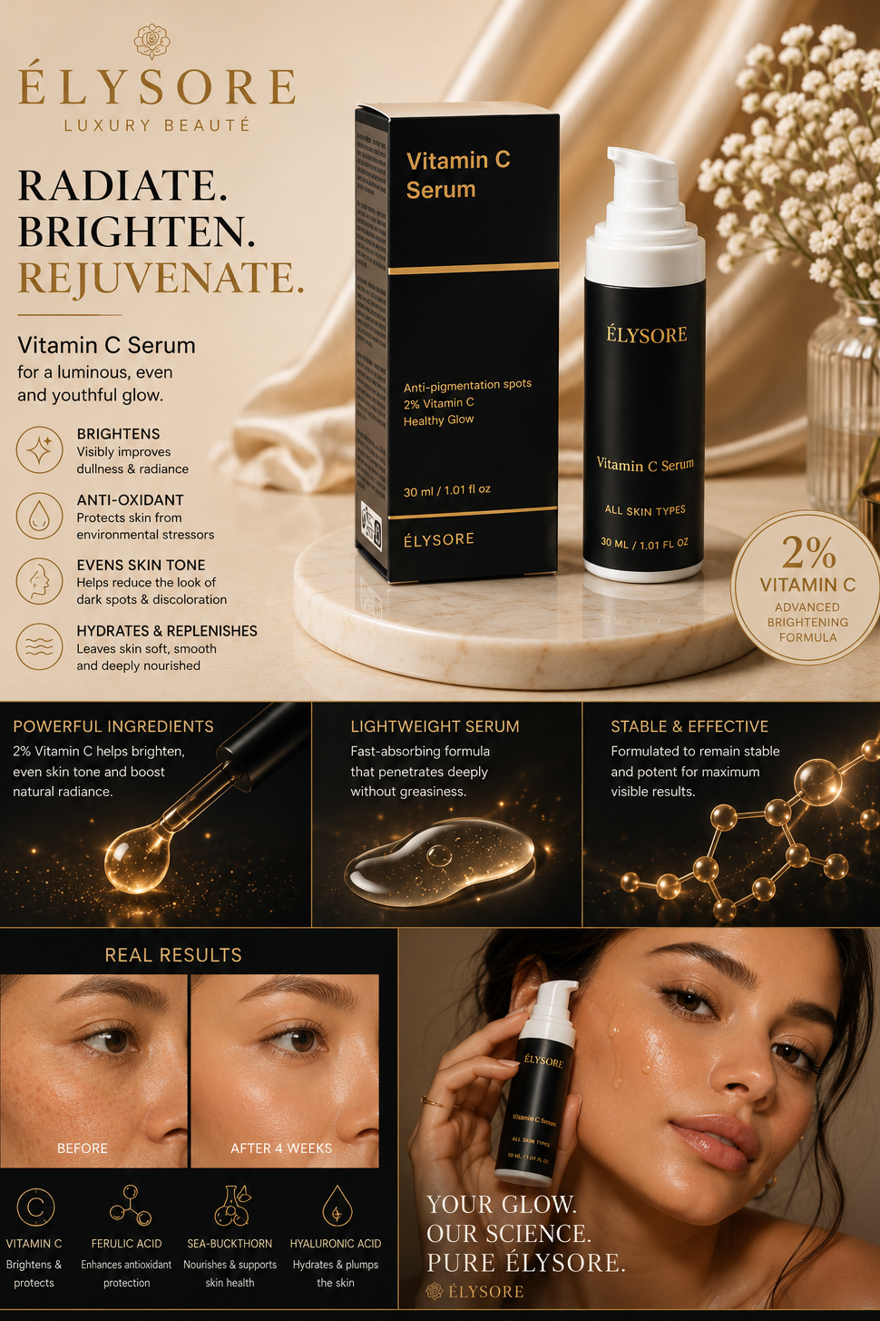 ÉLYSORE Vitamin C Radiance Serum | Brightening & Anti-Aging Booster