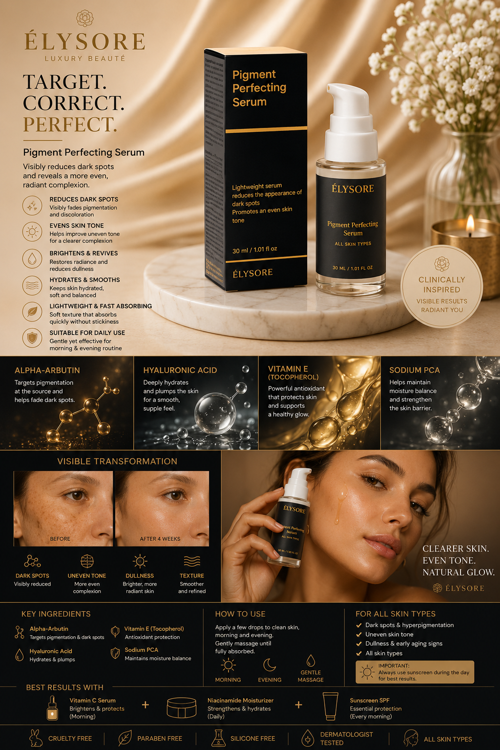 ÉLYSORE Pigment Perfecting Serum | Dark Spot Corrector & Brightening Treatment