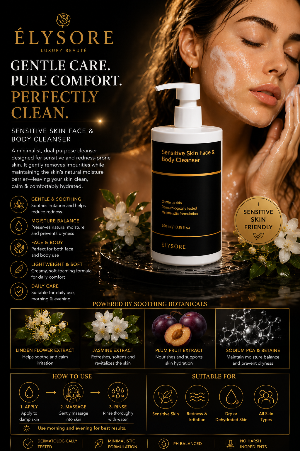 ÉLYSORE Sensitive Skin Cleanser | Gentle Face & Body Wash